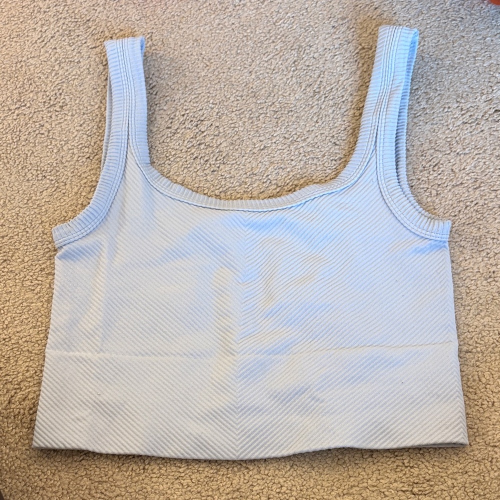 South Moon Under Light Blue Ribbed Crop Top